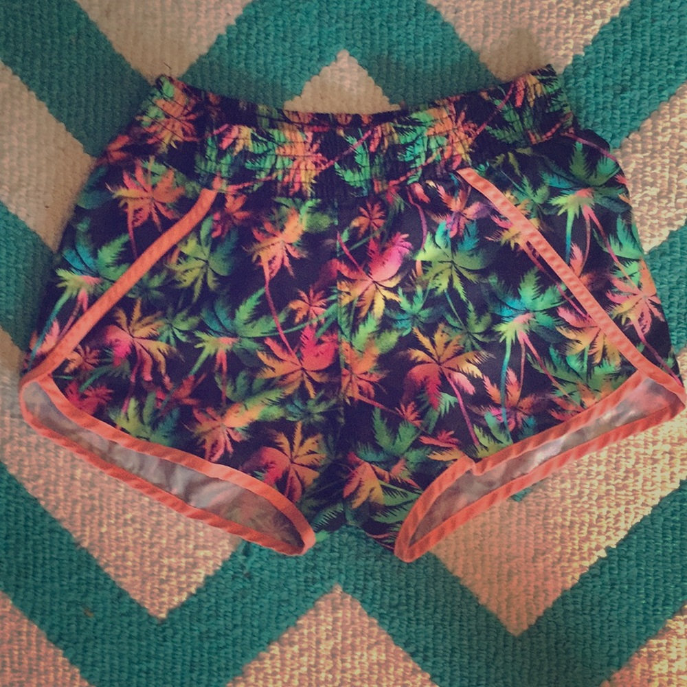 Rainbow neon athletic shorts